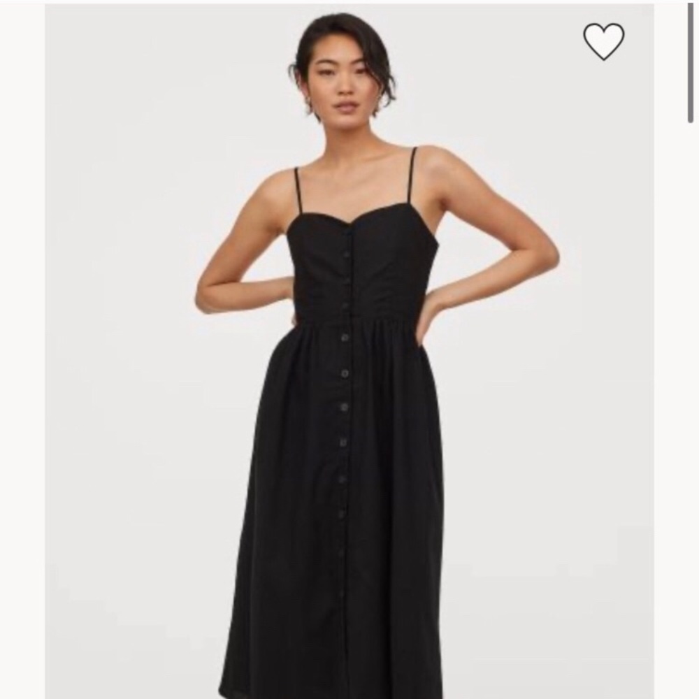 Sold out! Black linen midi dress